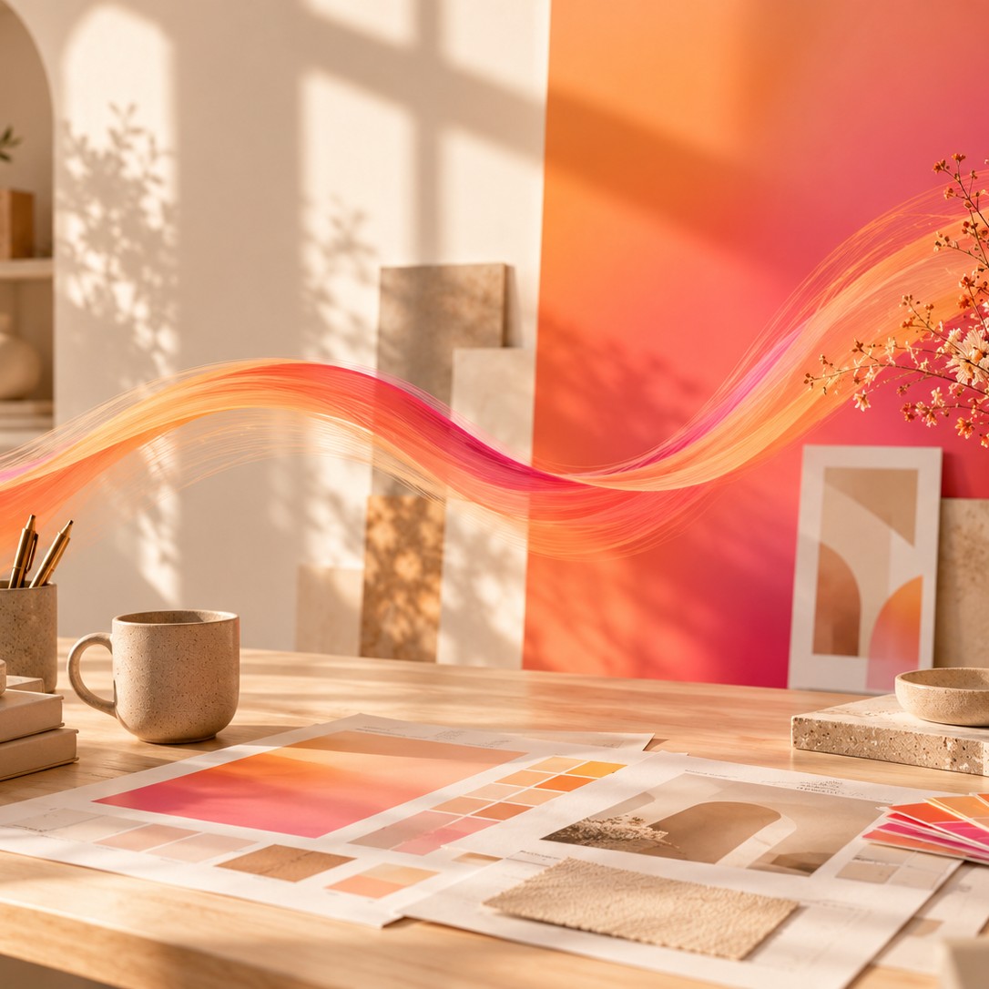 A brand strategy mood board and color palette, mid-session